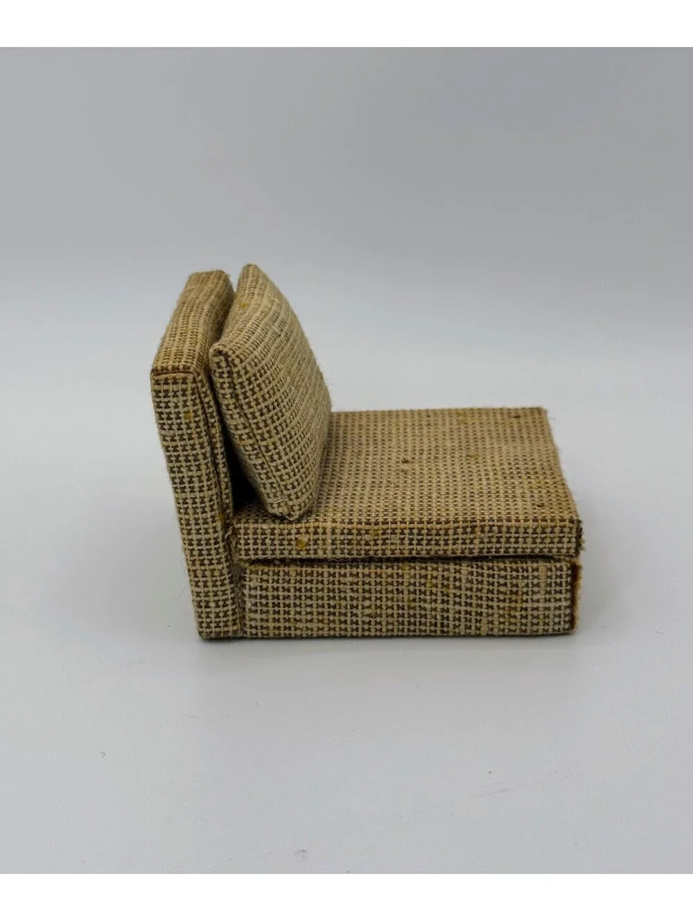 1:12 Scale Handmade Dollhouse Miniature Slipper Chair Tan Tweed Upholstered